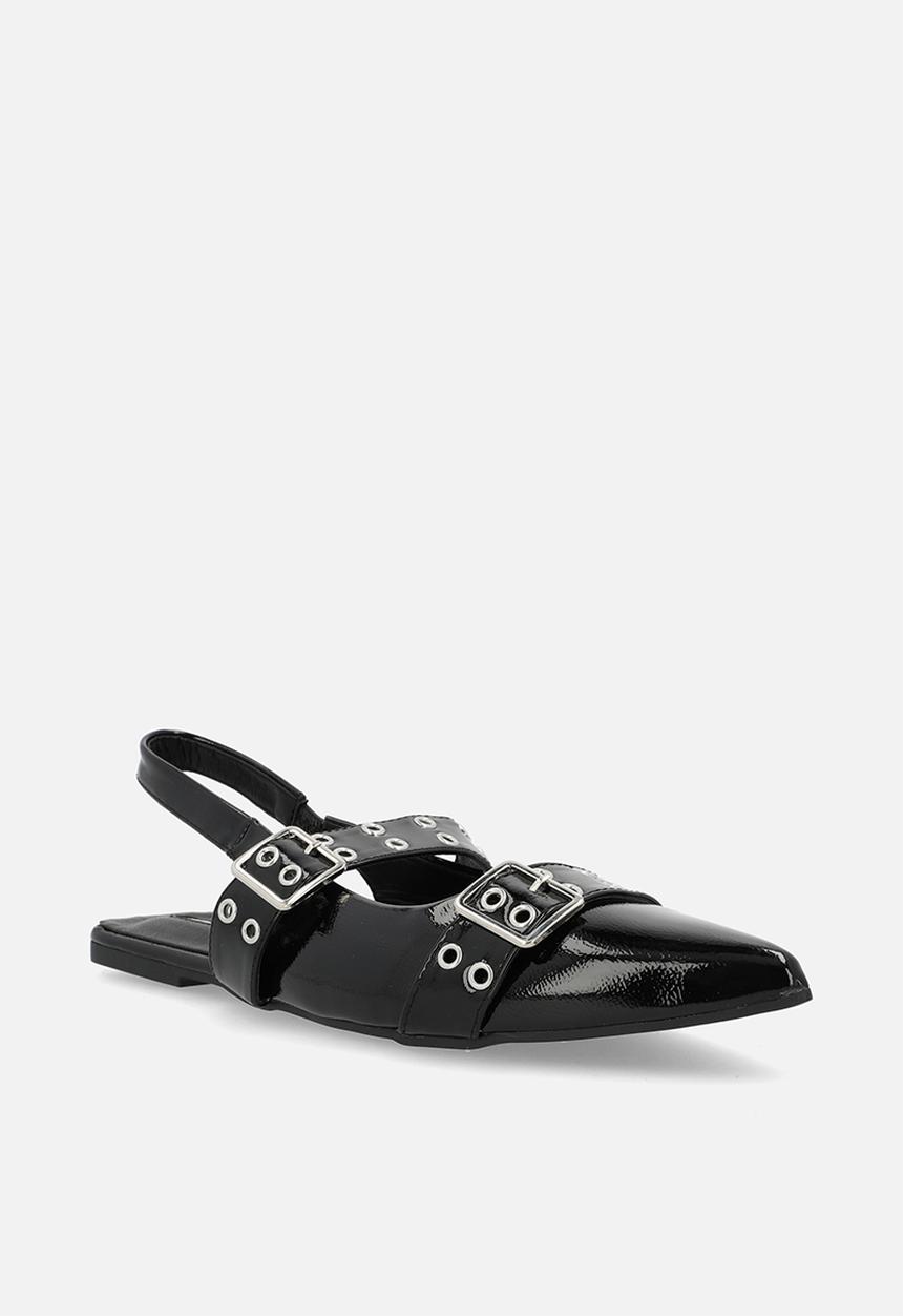 Plum - Keira slingback flat - black