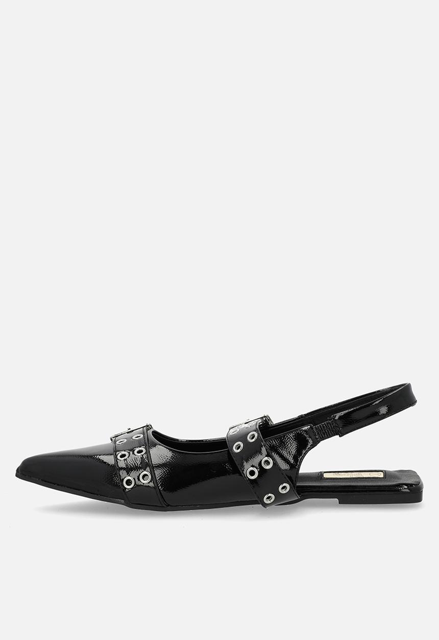 Plum - Keira slingback flat - black