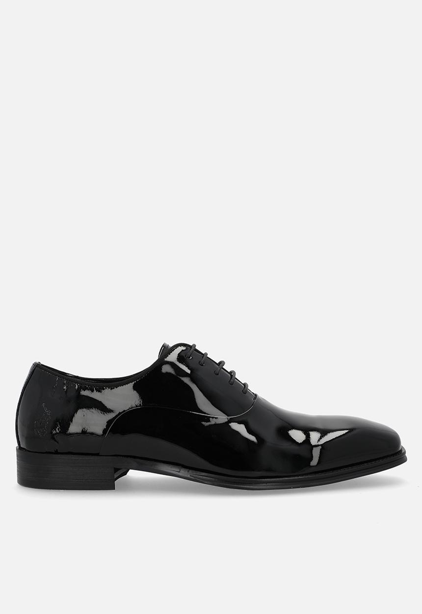 POLO - Patent oxford lace up - black
