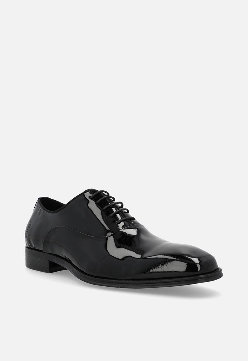 POLO - Patent oxford lace up - black