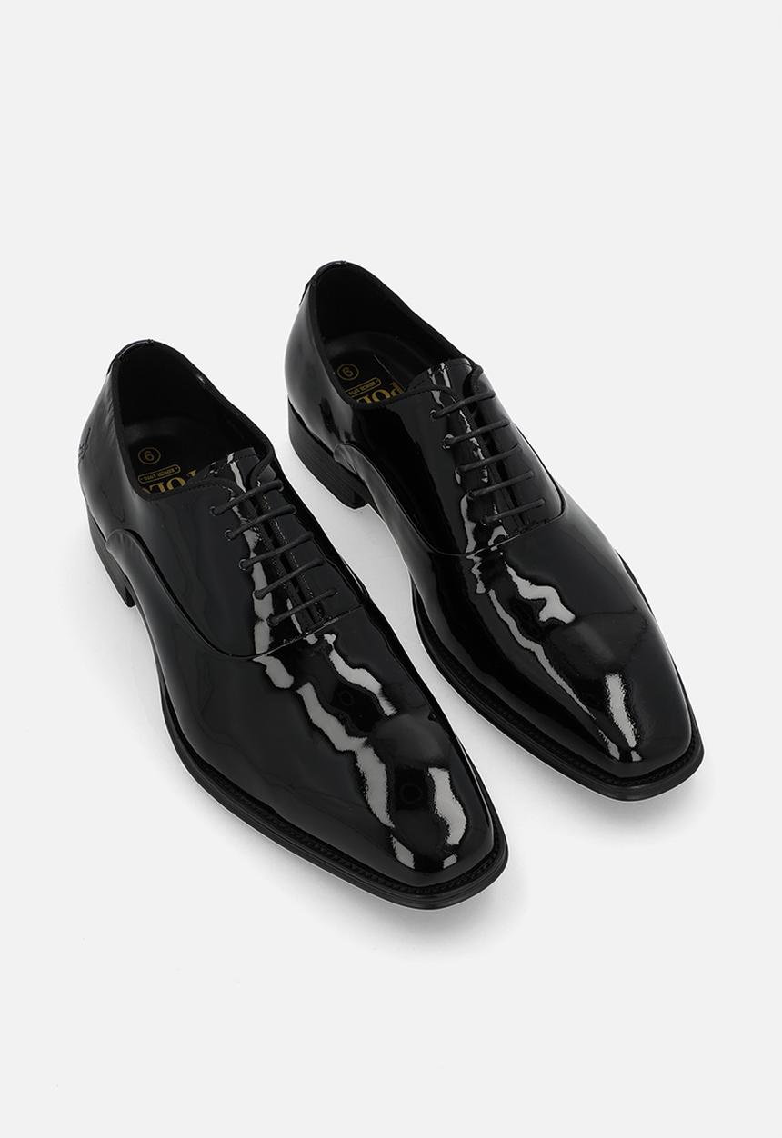 POLO - Patent oxford lace up - black