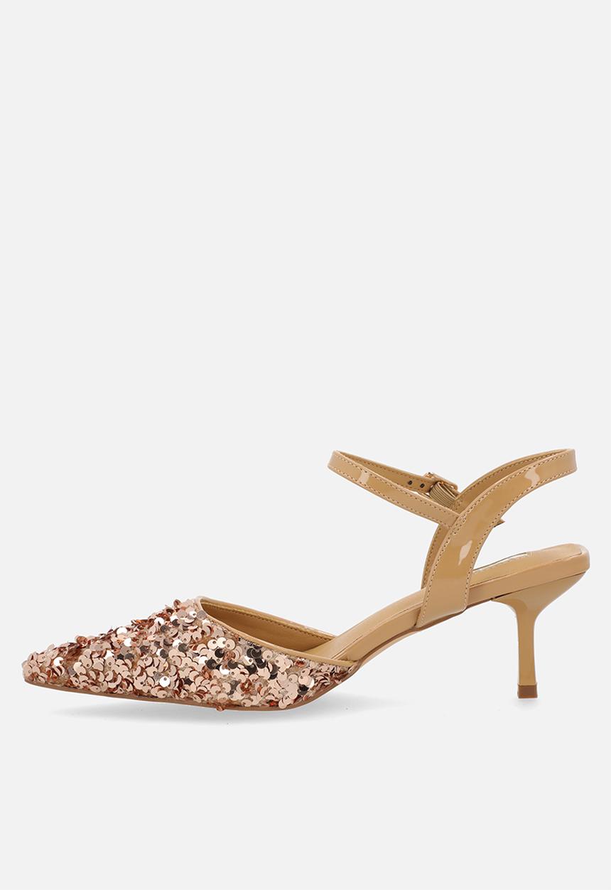 Plum - Sparkle slingback heel - gold
