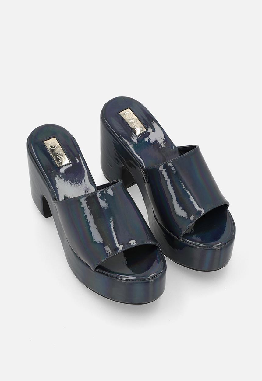 Plum - Eva platform heel - black