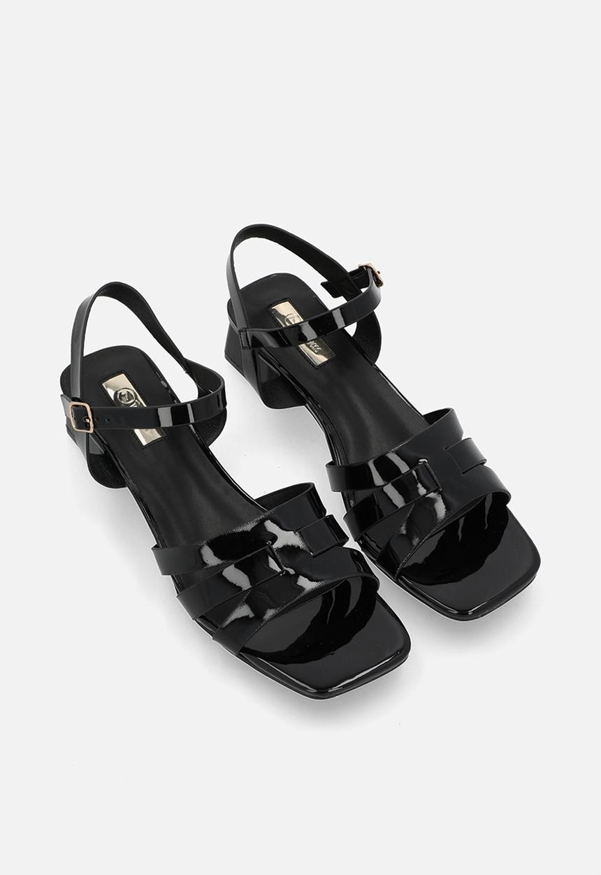 Plum - Hattie block heel - black