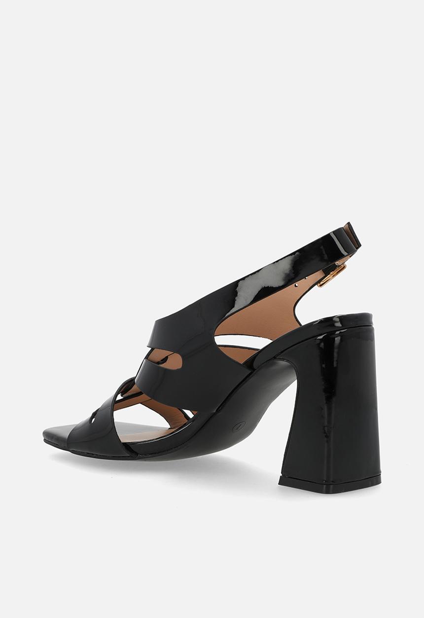 Plum - Esmeralda block heel - black