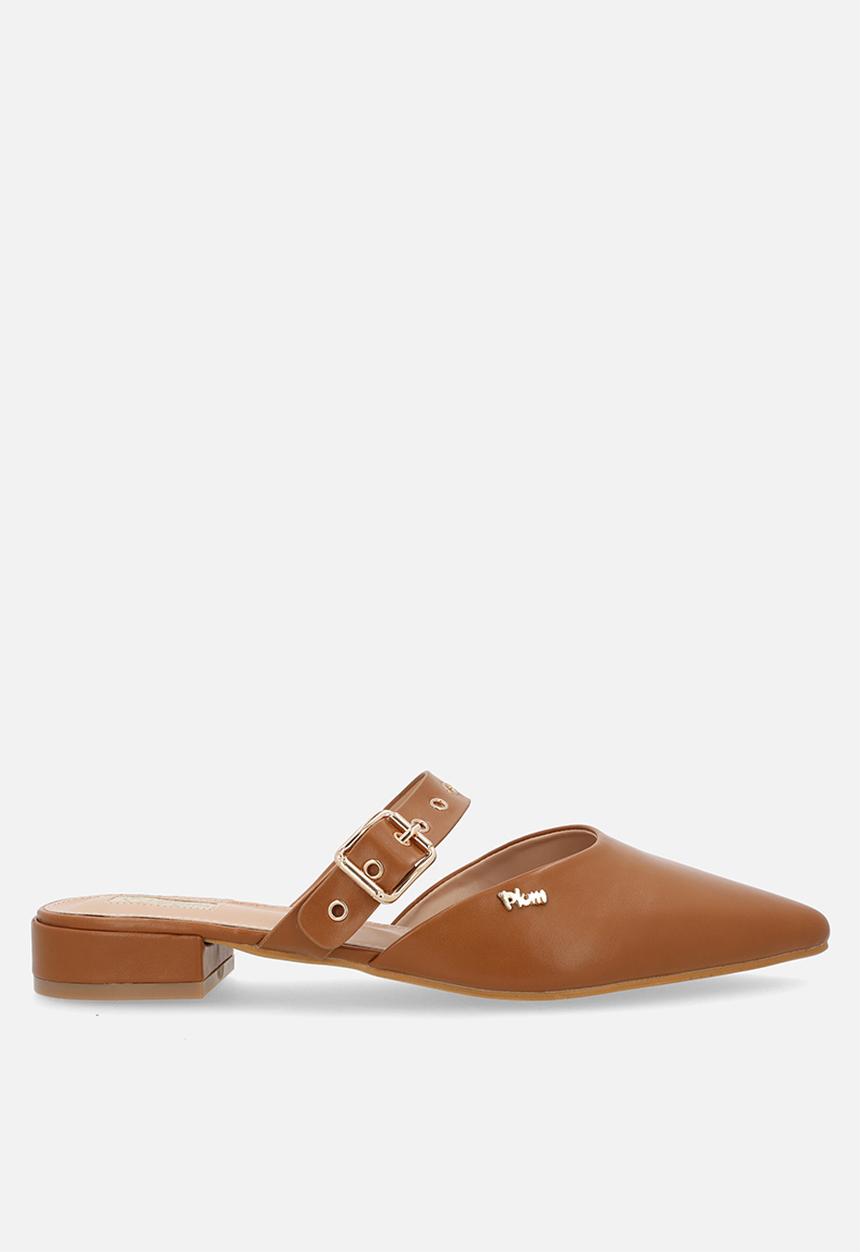 Plum - Raya slip-on flat - all tan