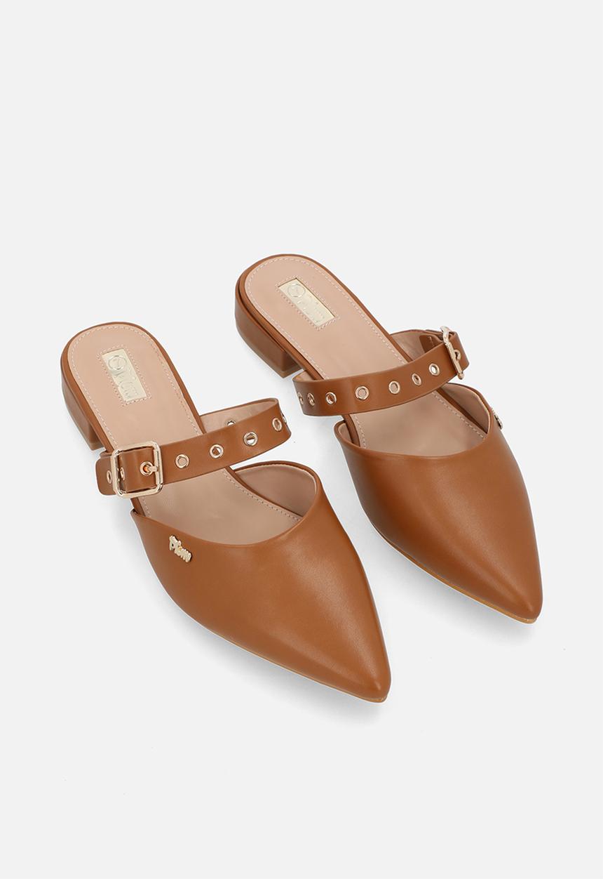 Plum - Raya slip-on flat - all tan