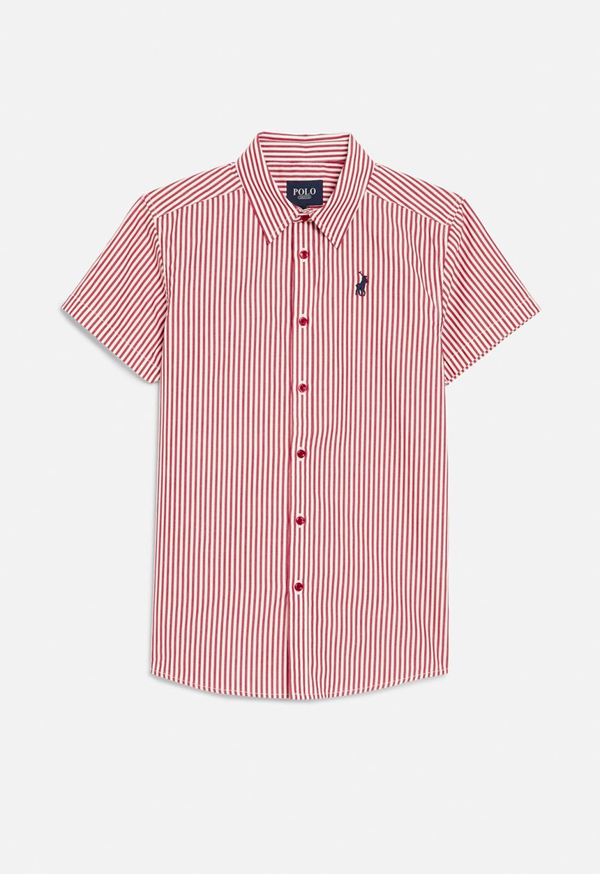POLO - Boys lance striped short sleeve shirt - samba red