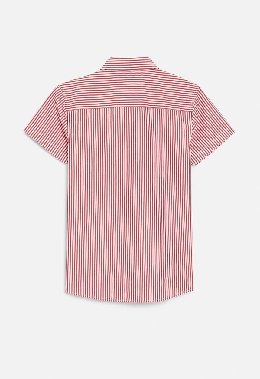 POLO - Boys lance striped short sleeve shirt - samba red