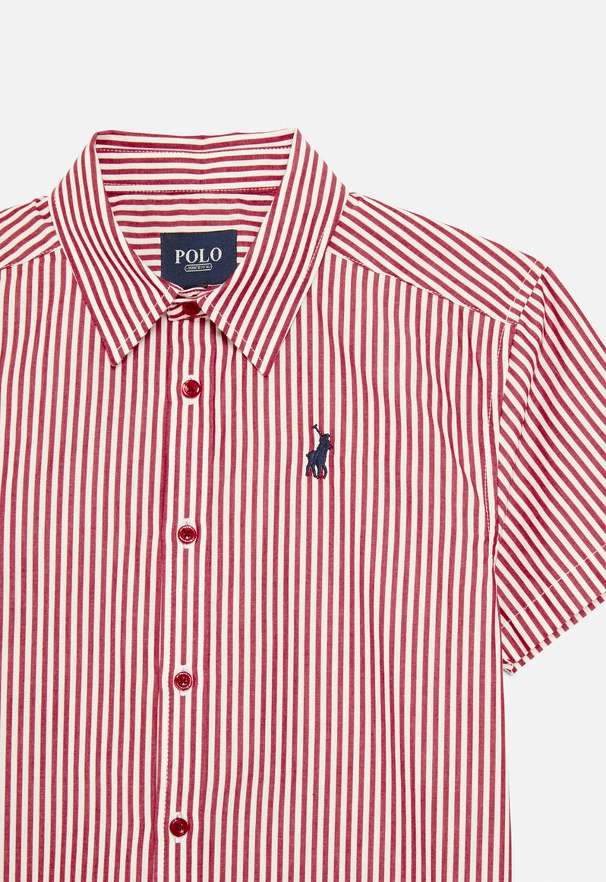 POLO - Boys lance striped short sleeve shirt - samba red