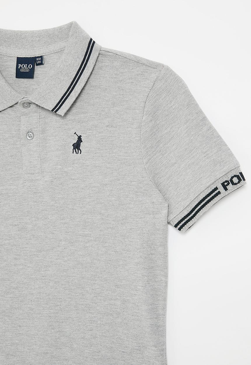 POLO - Boys owen jacquard short sleeve golfer - grey