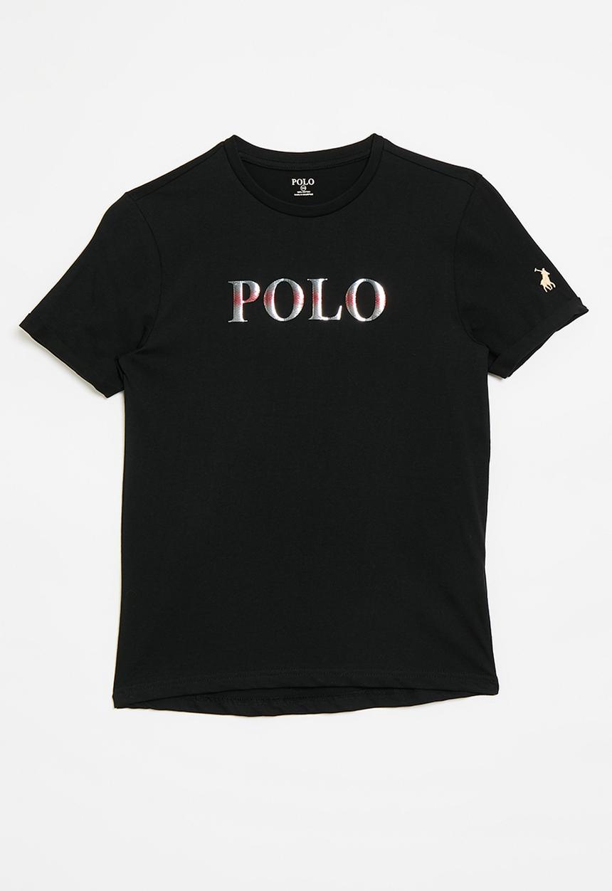 POLO - Girls maya sequin curved hem tee - black