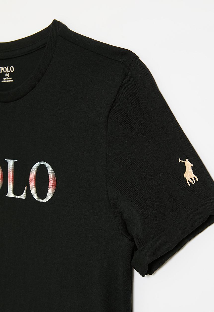 POLO - Girls maya sequin curved hem tee - black