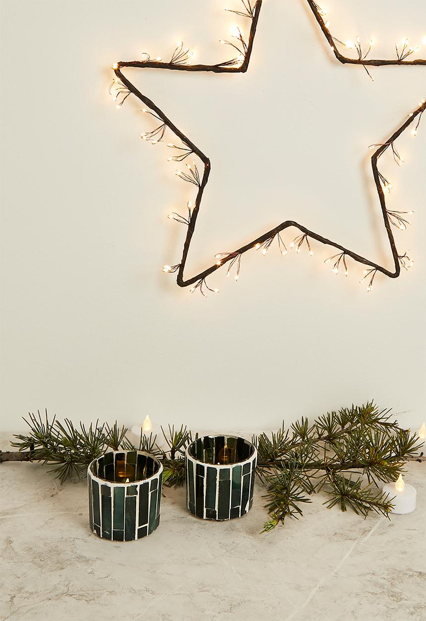 H&S - Ambiance Tealight Holder Set of 3 - green