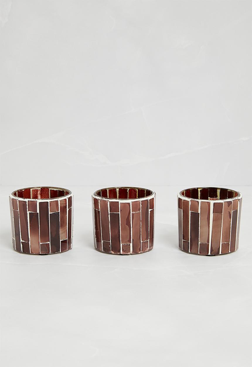H&S - Ambiance Tealight Holder Set of 3 - Brown