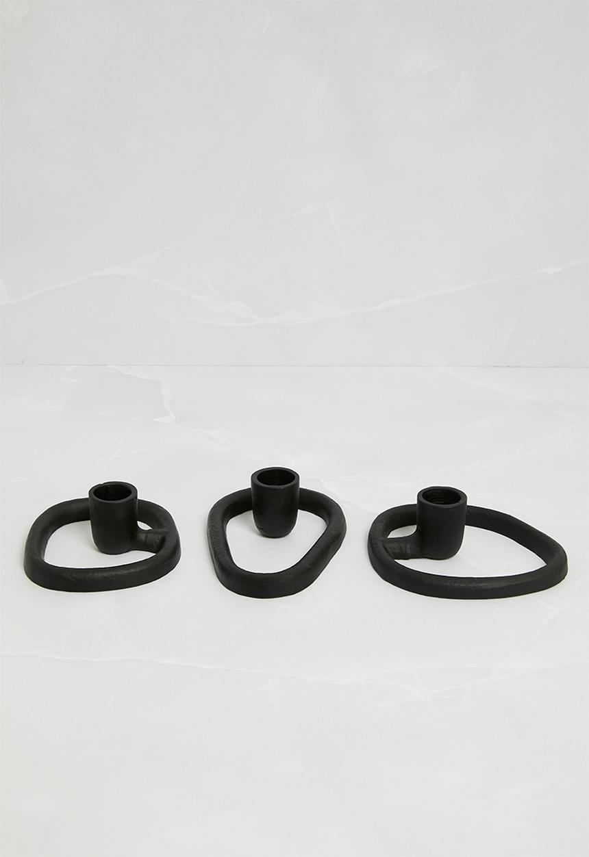 H&S - Orga Candle Holder set of 3 - Black