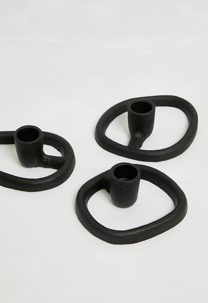 H&S - Orga Candle Holder set of 3 - Black