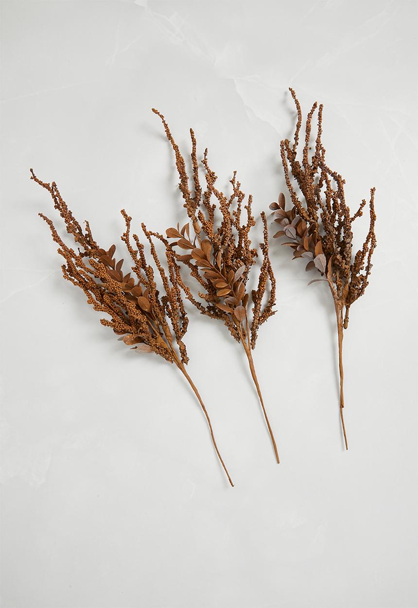 H&S - Leafy Berry Branch set of 3 - Natural