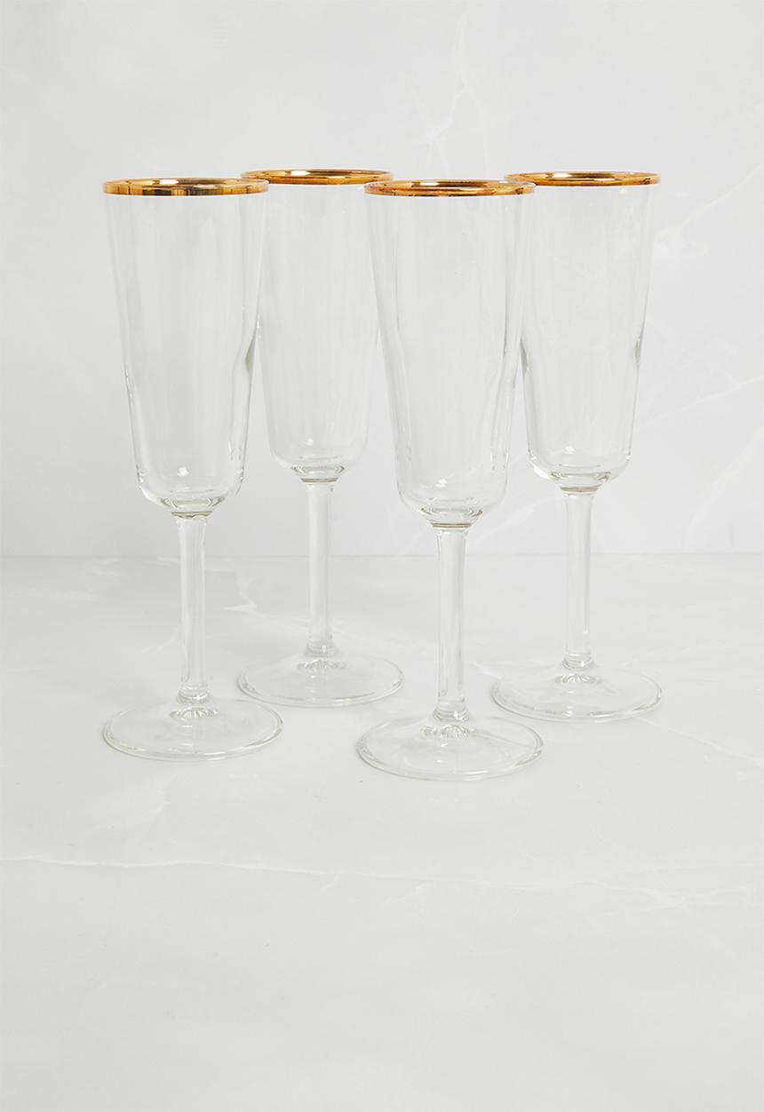 Excellent Houseware - Celebration champagned glass set of 2 - clear