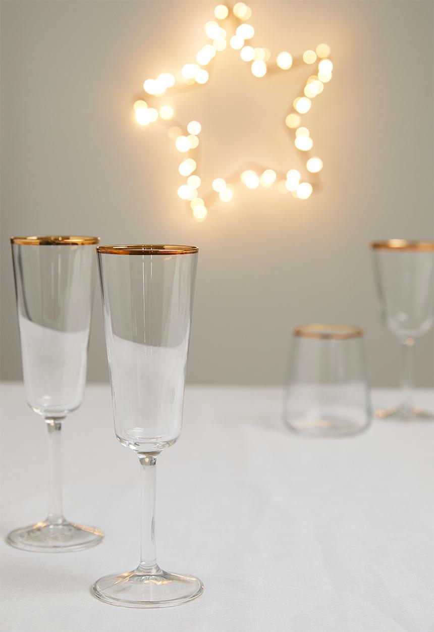 Excellent Houseware - Celebration champagned glass set of 2 - clear