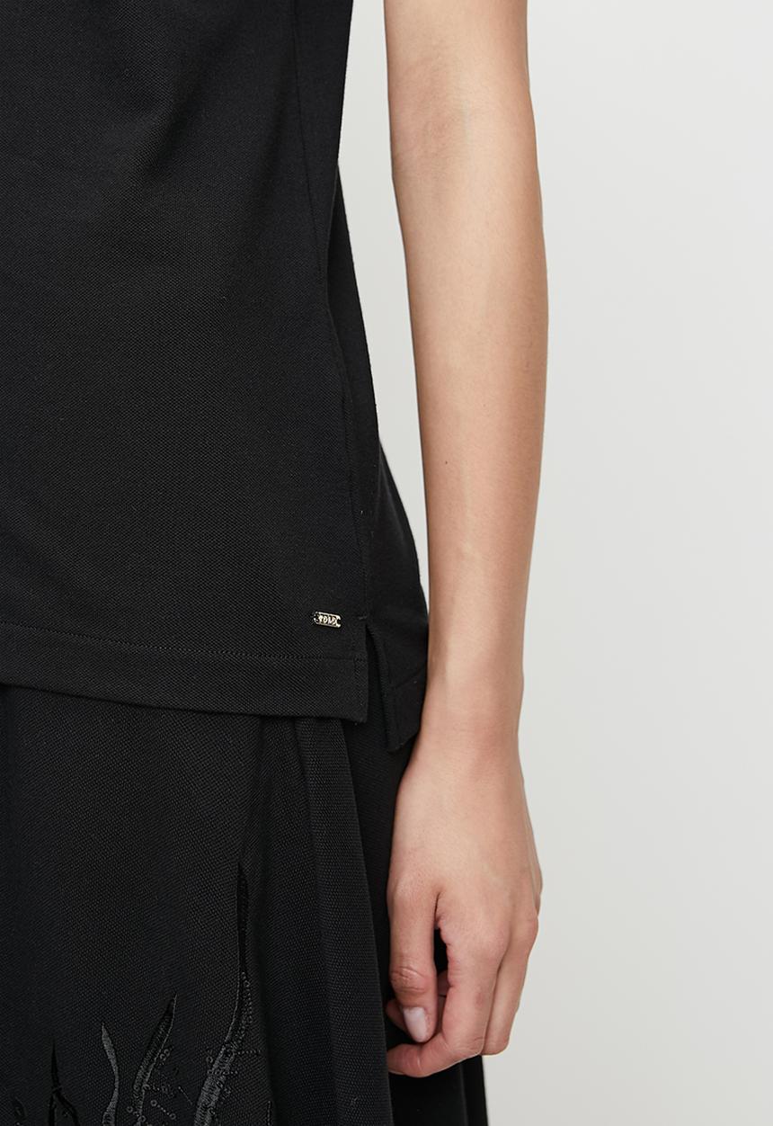 POLO - Wmn Makena Short sleeve Embellished Golfer - Black