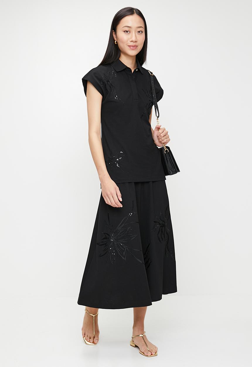 POLO - Wmn Makena Short sleeve Embellished Golfer - Black