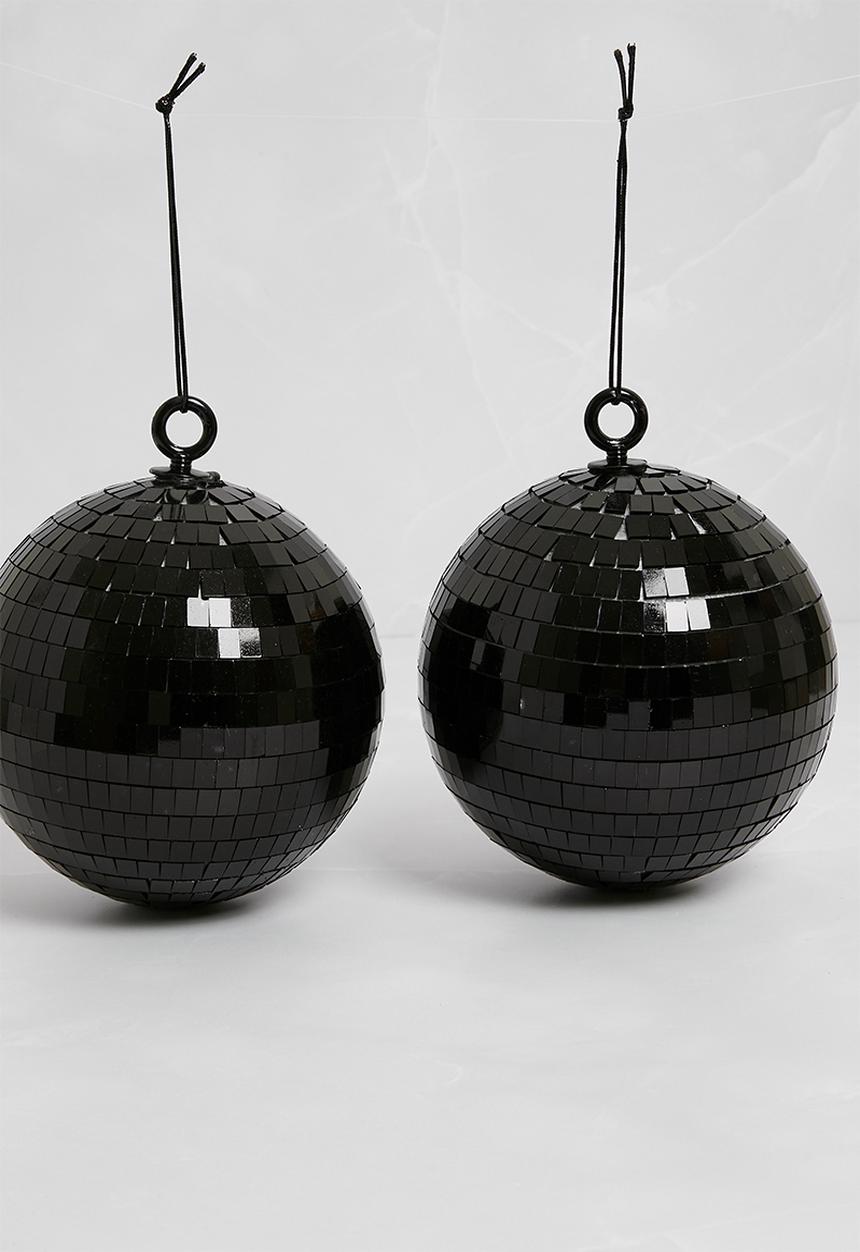 H&S - Mirror Ball Deco set of 2 - Black