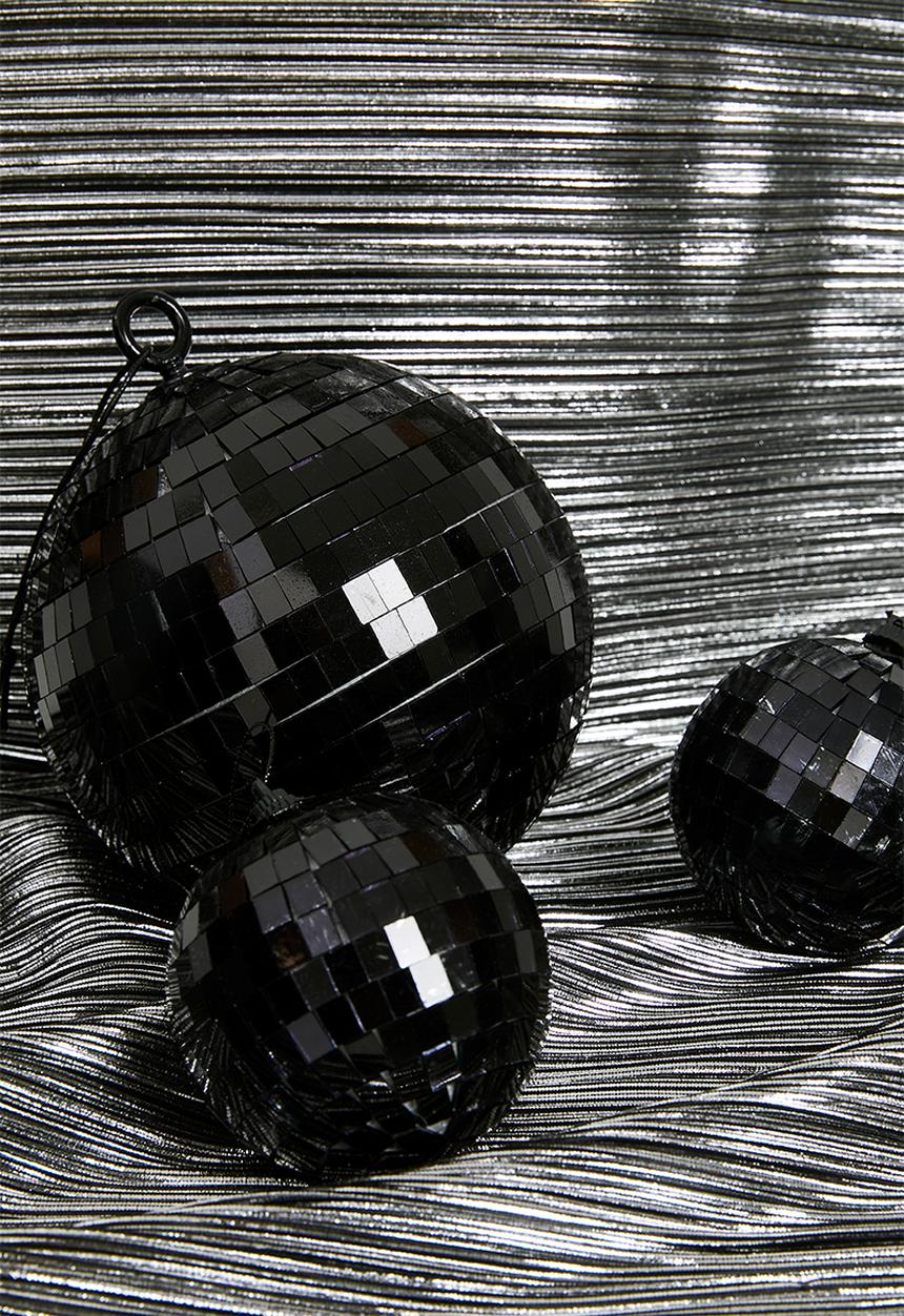 H&S - Mirror Ball Deco set of 2 - Black