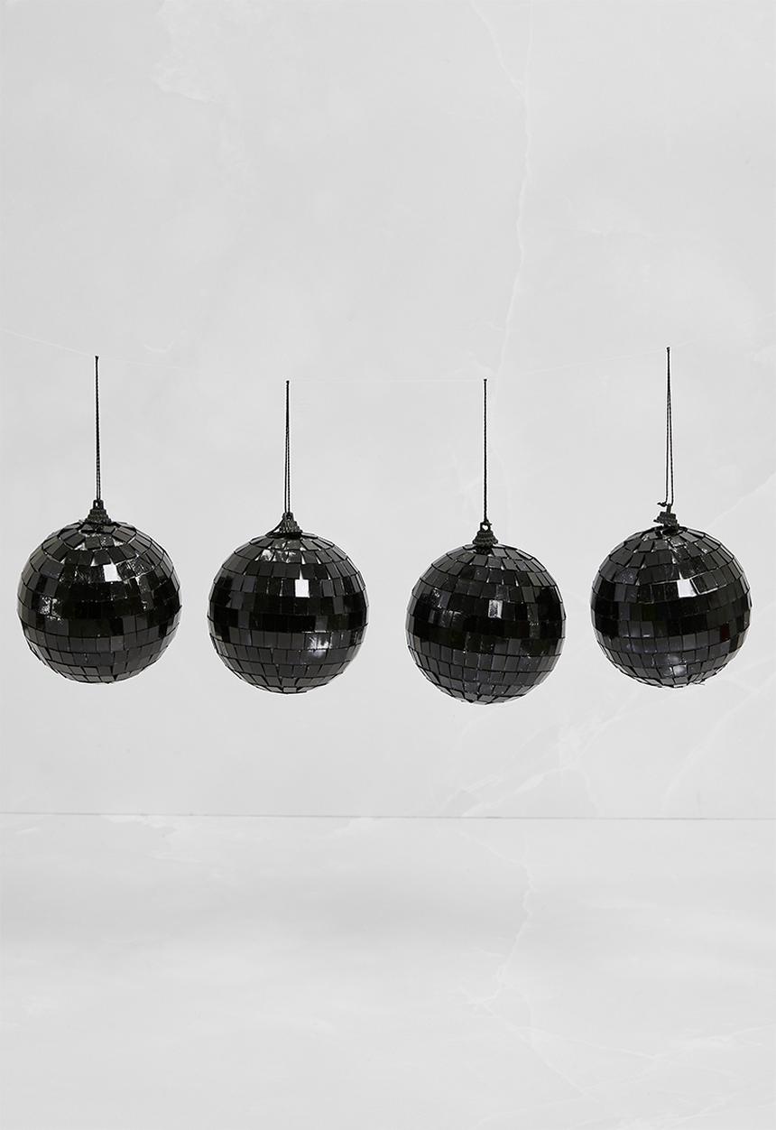 H&S - Mirror ball xmas decor set of 4 - black