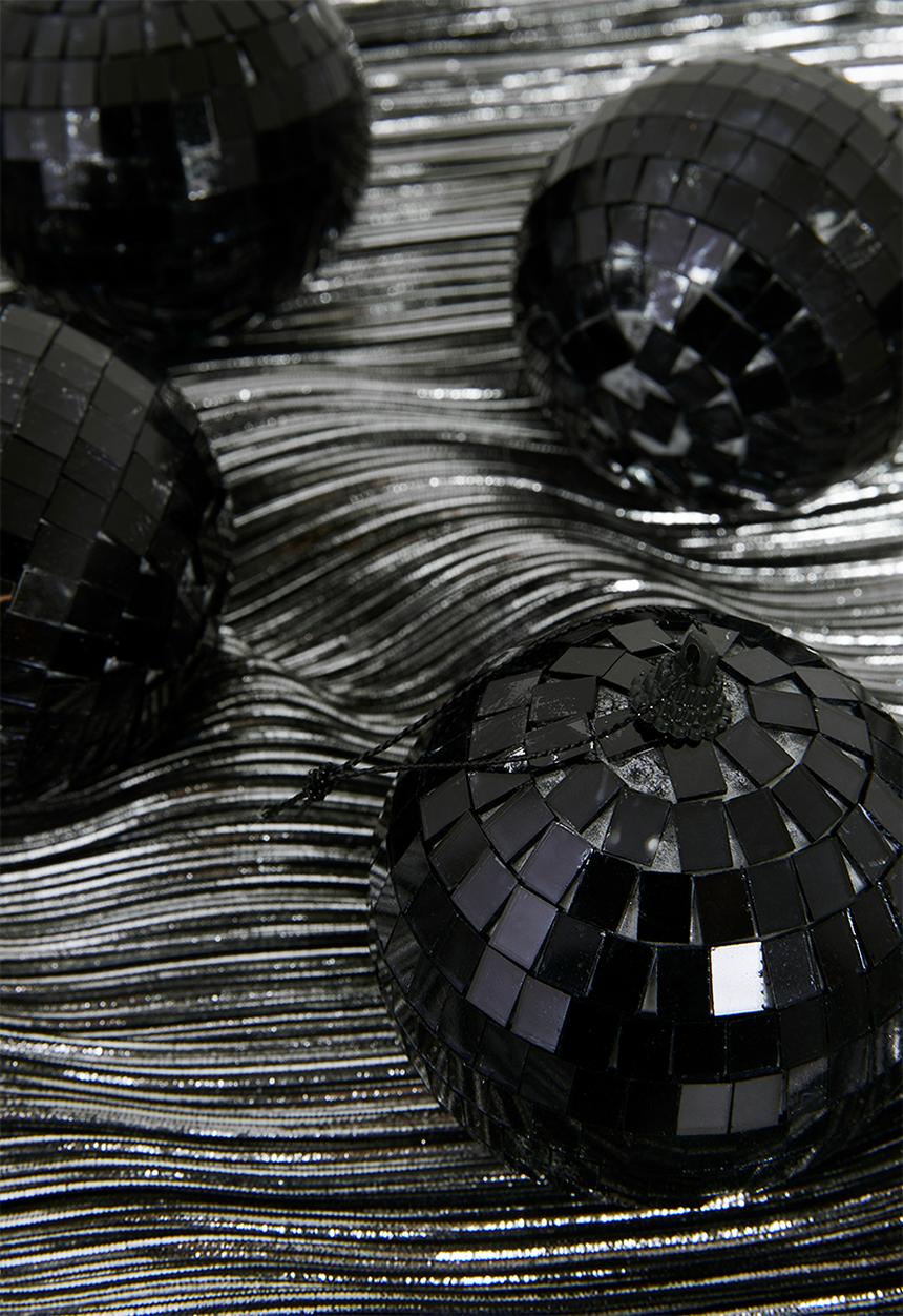 H&S - Mirror ball xmas decor set of 4 - black