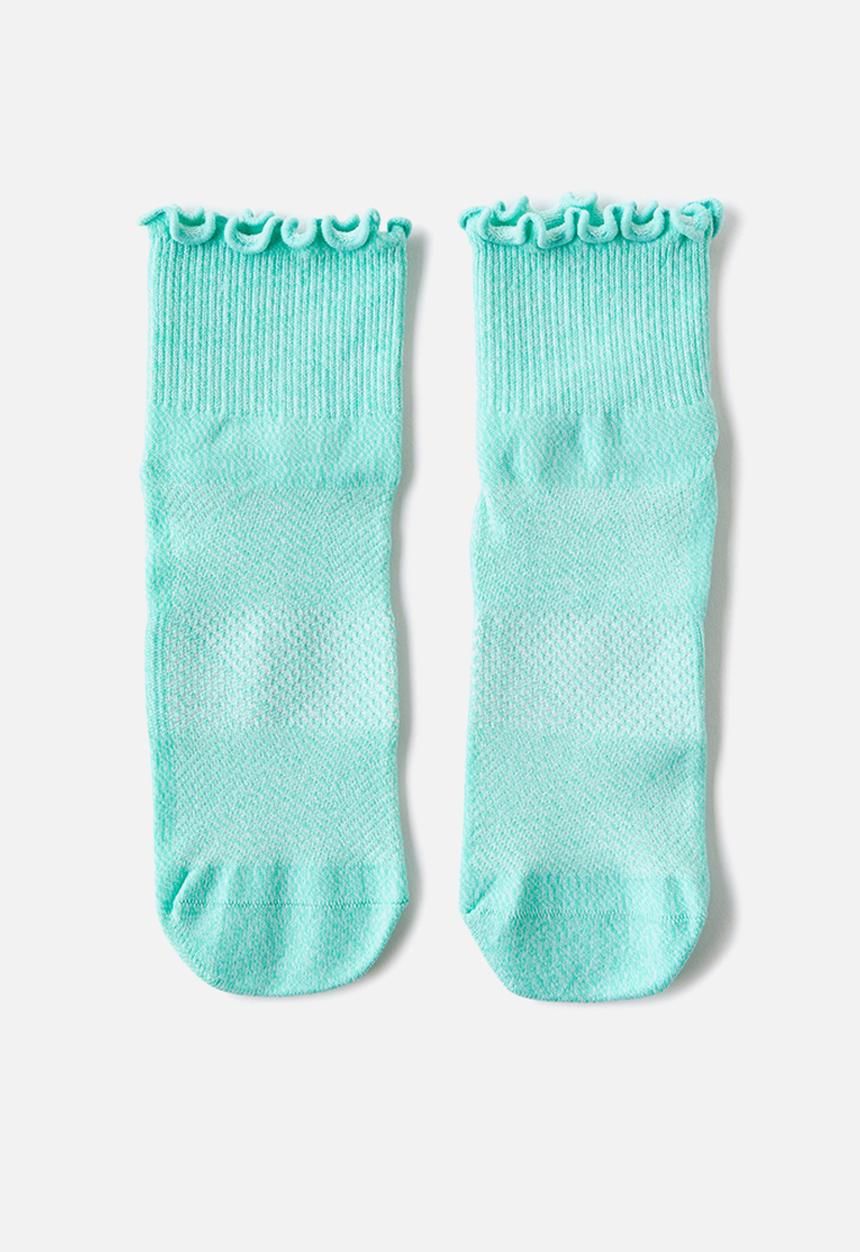 Cotton On - Performance Mid Crew Frill Sock - Ice Green Marle
