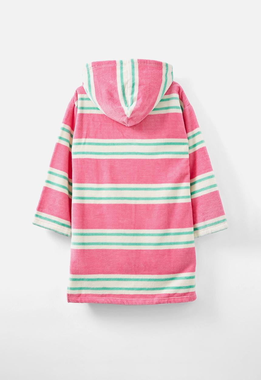Cotton On - Kids zip thru hooded towel - multi stripe/bubblegum pop