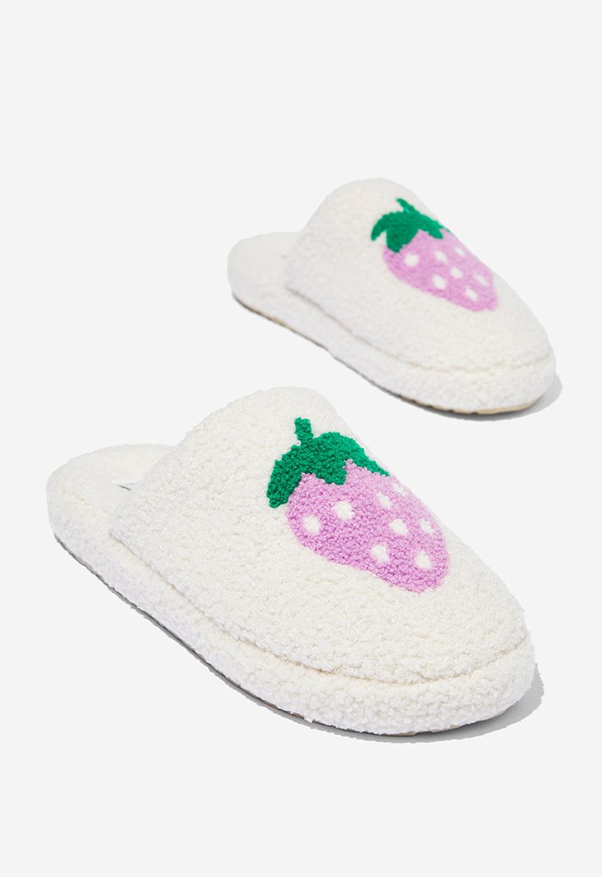 Cotton On - Cosy Novelty Scuff Slipper - Strawberry Cream