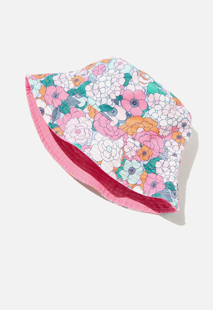 Cotton On - Kids reversible bucket hat - ny floral/bubblegum pop