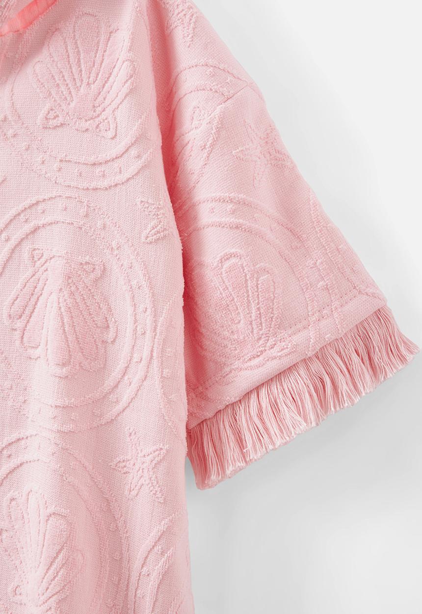 Cotton On - Kids short sleeve hooded towel - blush pink/jacquard shells