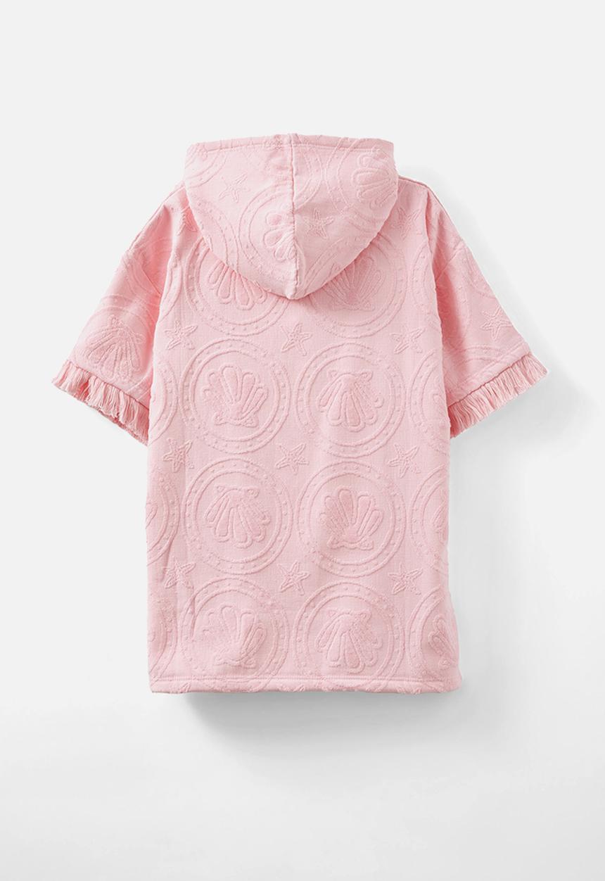 Cotton On - Kids short sleeve hooded towel - blush pink/jacquard shells