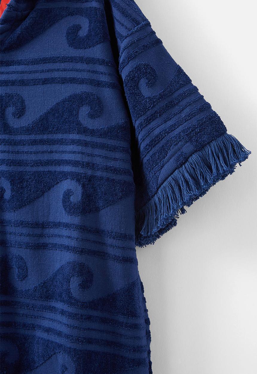Cotton On - Kids short sleeve hooded towel - petty blue/jacquard waves