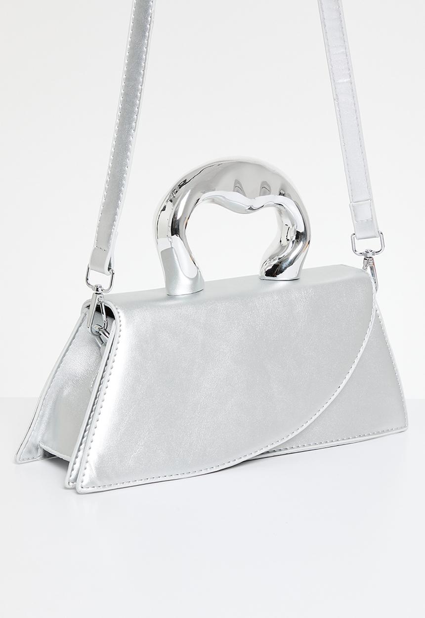 Superbalist - Metal handle crossbody bag - silver