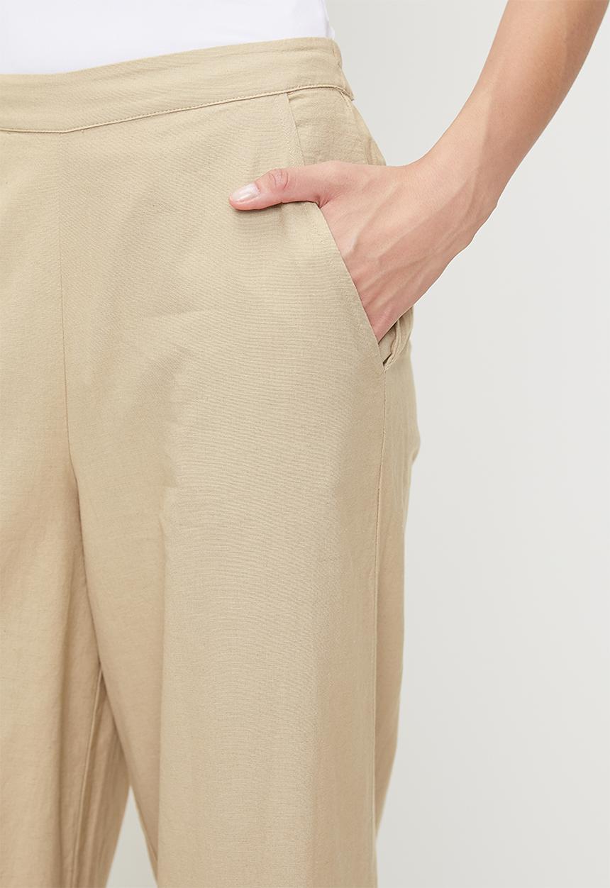 French Connection - Wide Leg Linen Trouser   - Incense