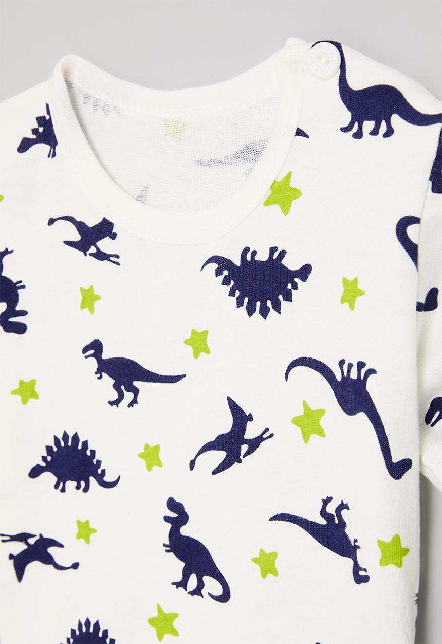 Pop Candy - Dino print tee - blue & white
