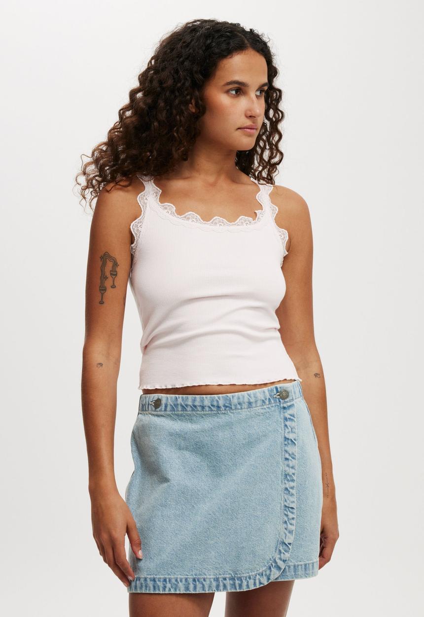 Cotton On - Wrapped Denim Mini Skirt - Cloud Blue