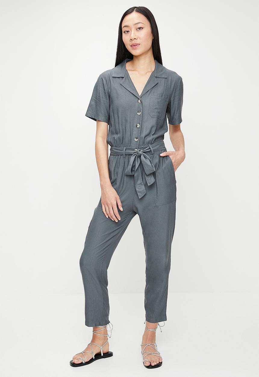 French Connection - Utility Pocket Jumpsuit  - Steel Blue
