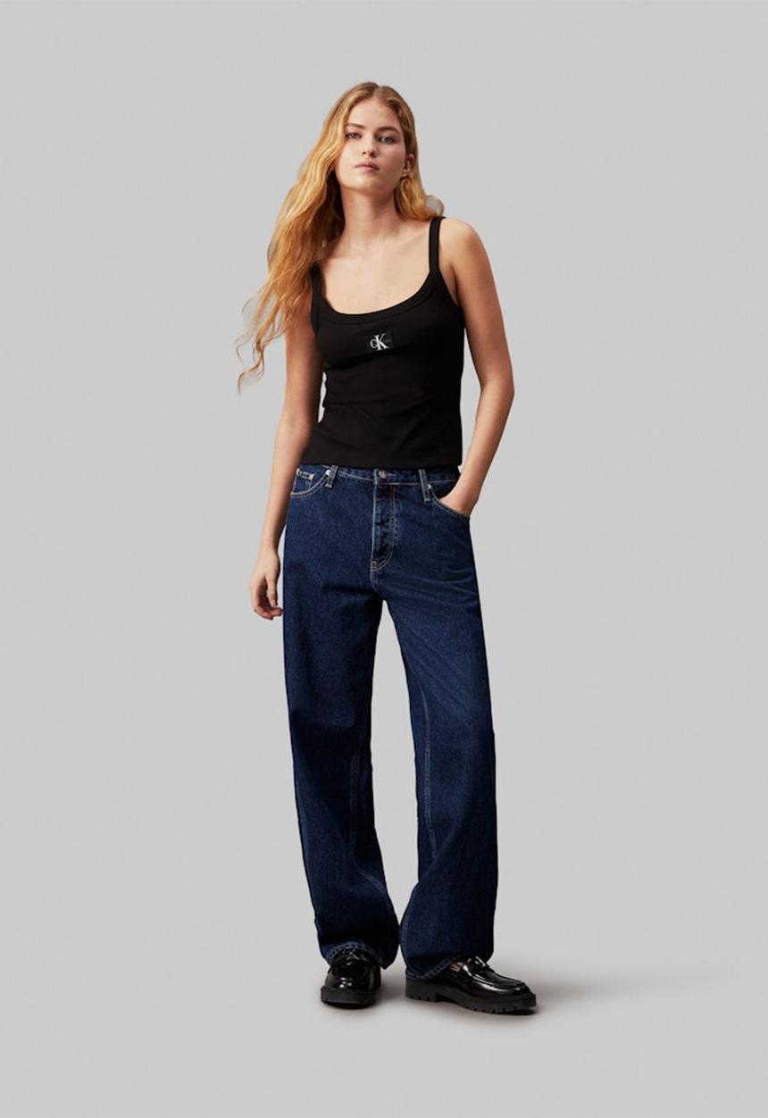 Calvin Klein - Woven label rib tank - ck black
