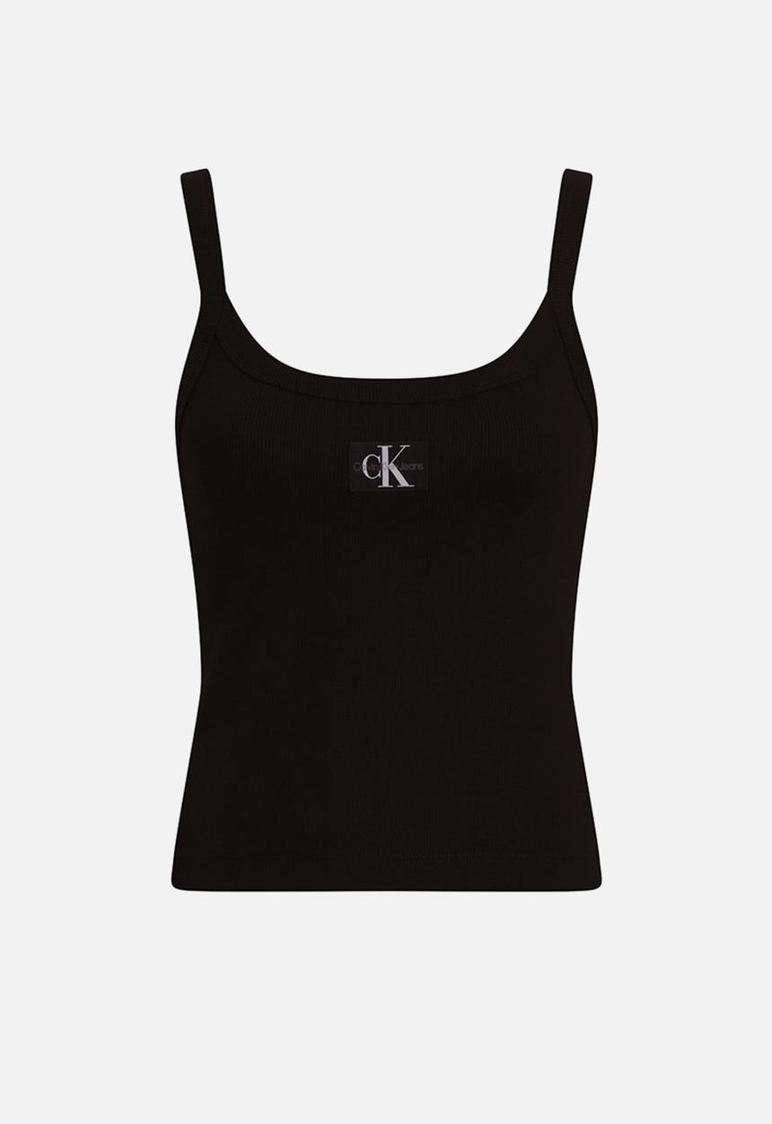 Calvin Klein - Woven label rib tank - ck black
