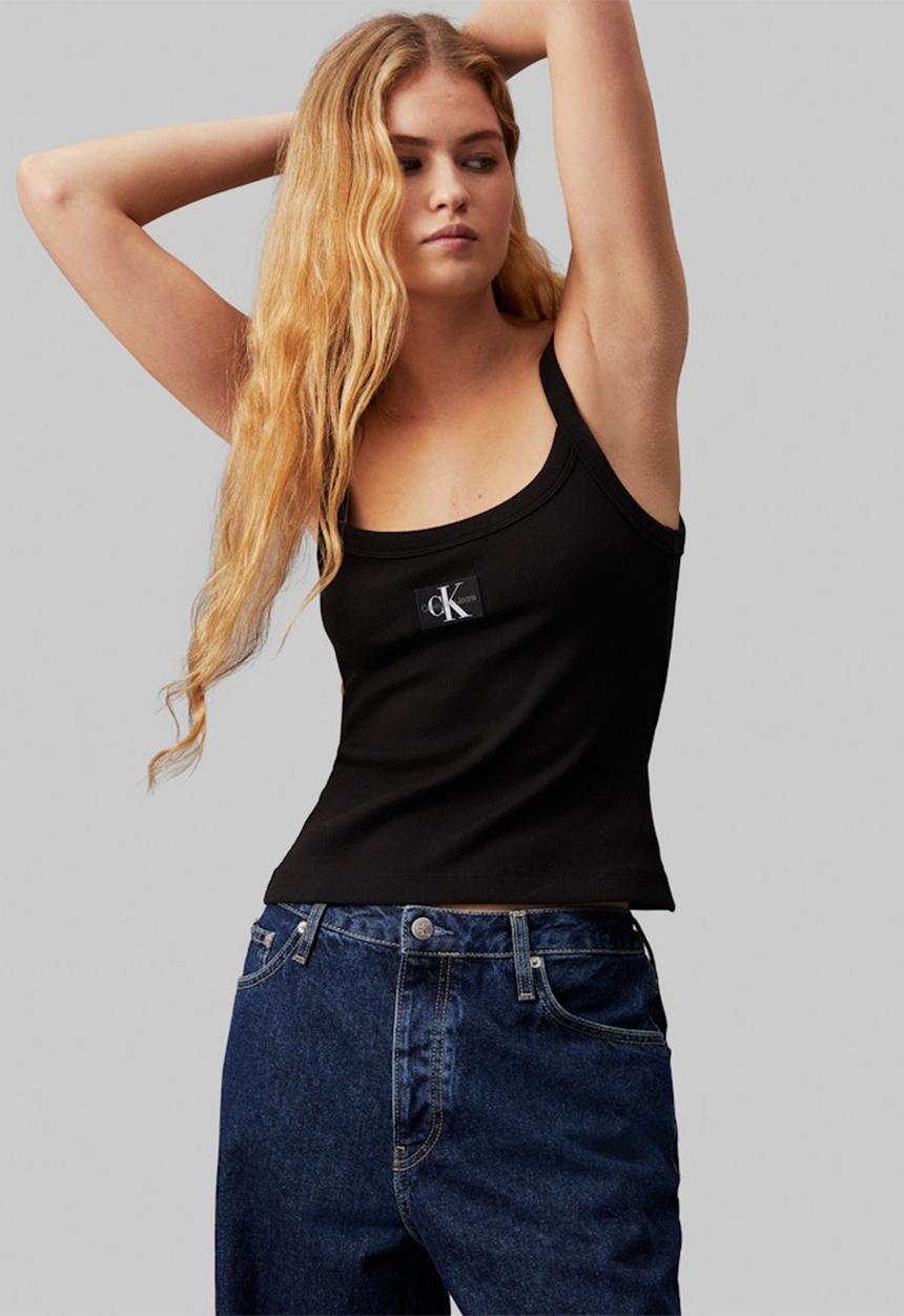 Calvin Klein - Woven label rib tank - ck black