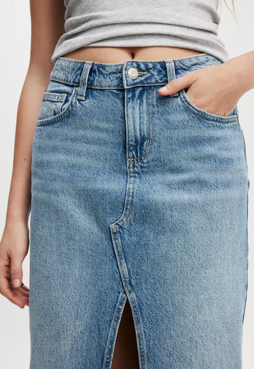 Cotton On - Bailey Denim Maxi Skirt - Saltwater Blue