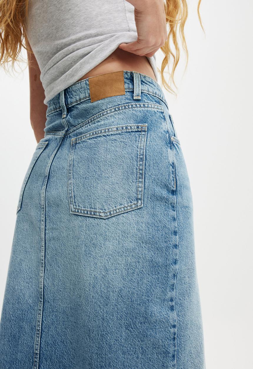 Cotton On - Bailey Denim Maxi Skirt - Saltwater Blue