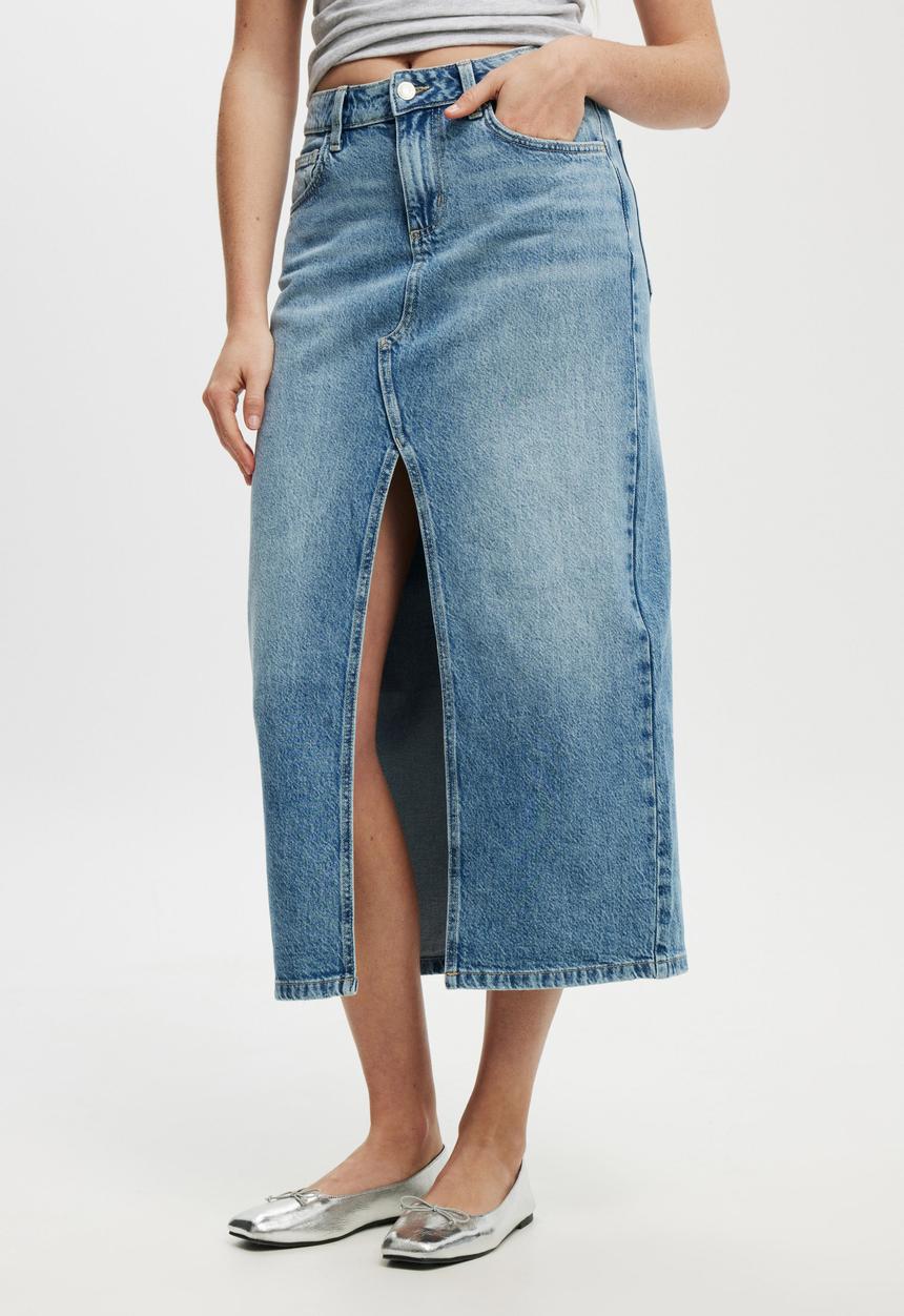 Cotton On - Bailey Denim Maxi Skirt - Saltwater Blue