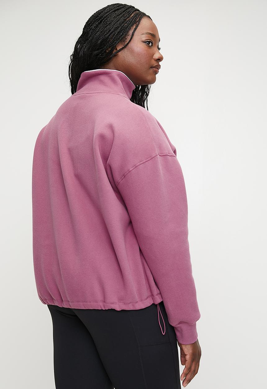 Cotton On - Plus Plush Essential Half Zip Jumper - Red Violet