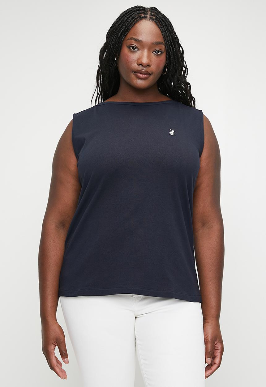 POLO - Plus wmn ashton sl boat neck top - navy